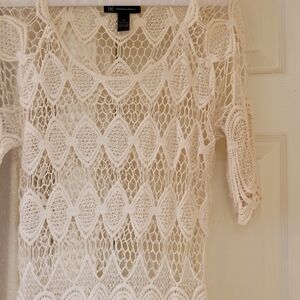 INC International Concepts Cream Lace Blouse